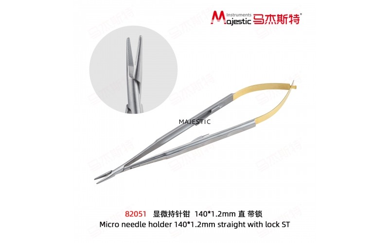 Micro needle holder 140*1.2mm straight with lock ST