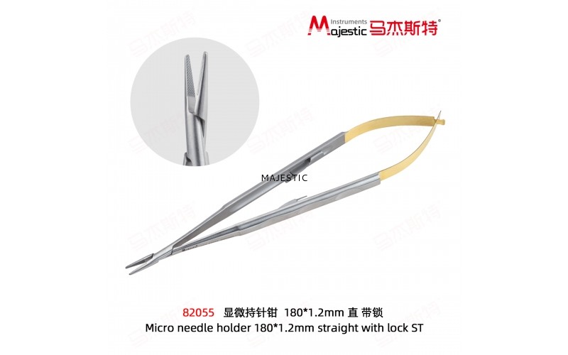Micro needle holder 180*1.2mm straight with lock ST