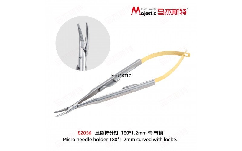 Micro needle holder 180*1.2mm curved with lock ST