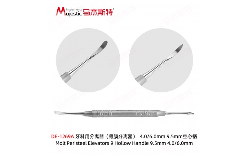 Molt Peristeel Elevators 9 Hollow Handle 9.5mm 4.0/6.0mm