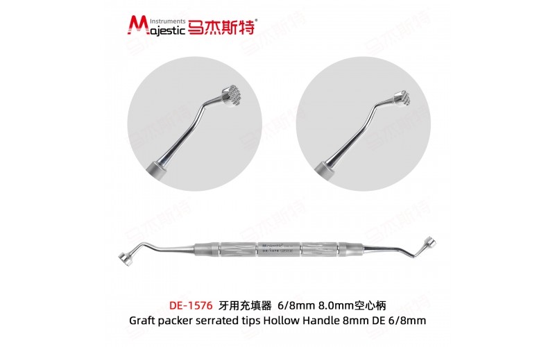 Graft packer serrated tips Hollow Handle 8mm DE 6/8mm